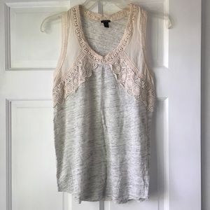 J. Crew light gray + cream top!!